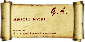 Gyeszli Antal névjegykártya